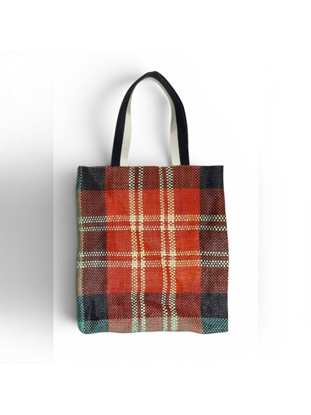 Clare V. Woven Leather Plaid Tote Bag